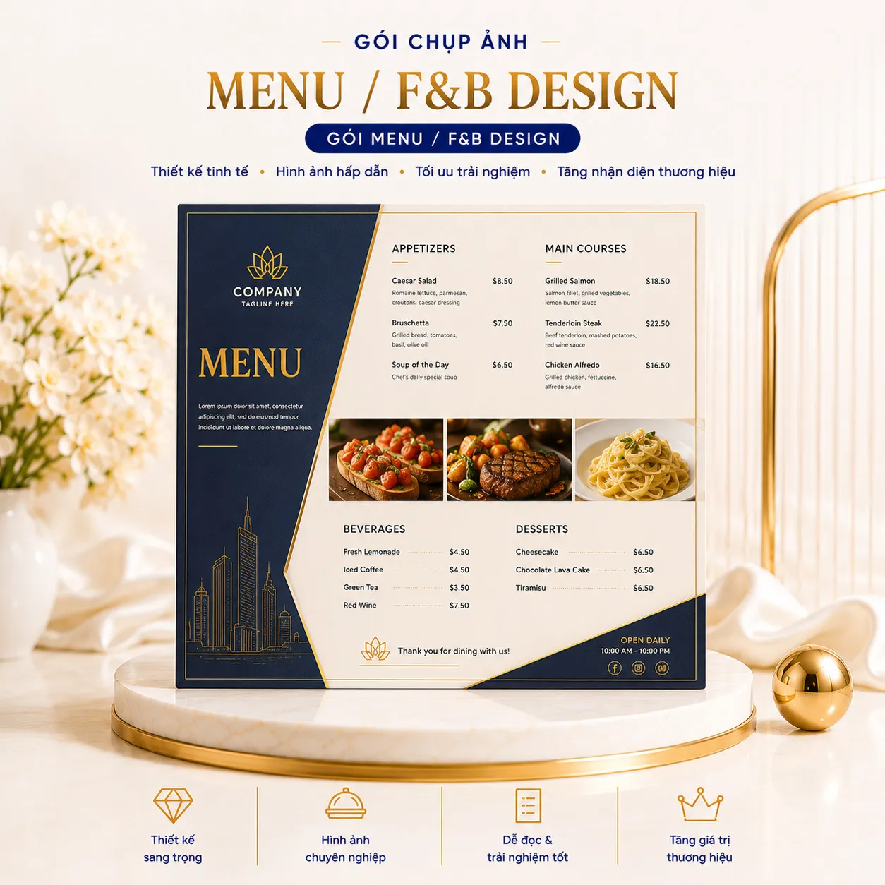 Giải pháp thiết kế menu F&B cho nhà hàng, quán cà phê