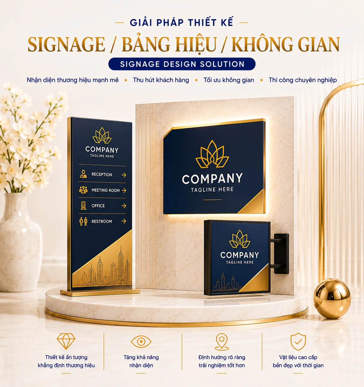 Giải pháp thiết kế signage, bảng hiệu và không gian thương hiệu