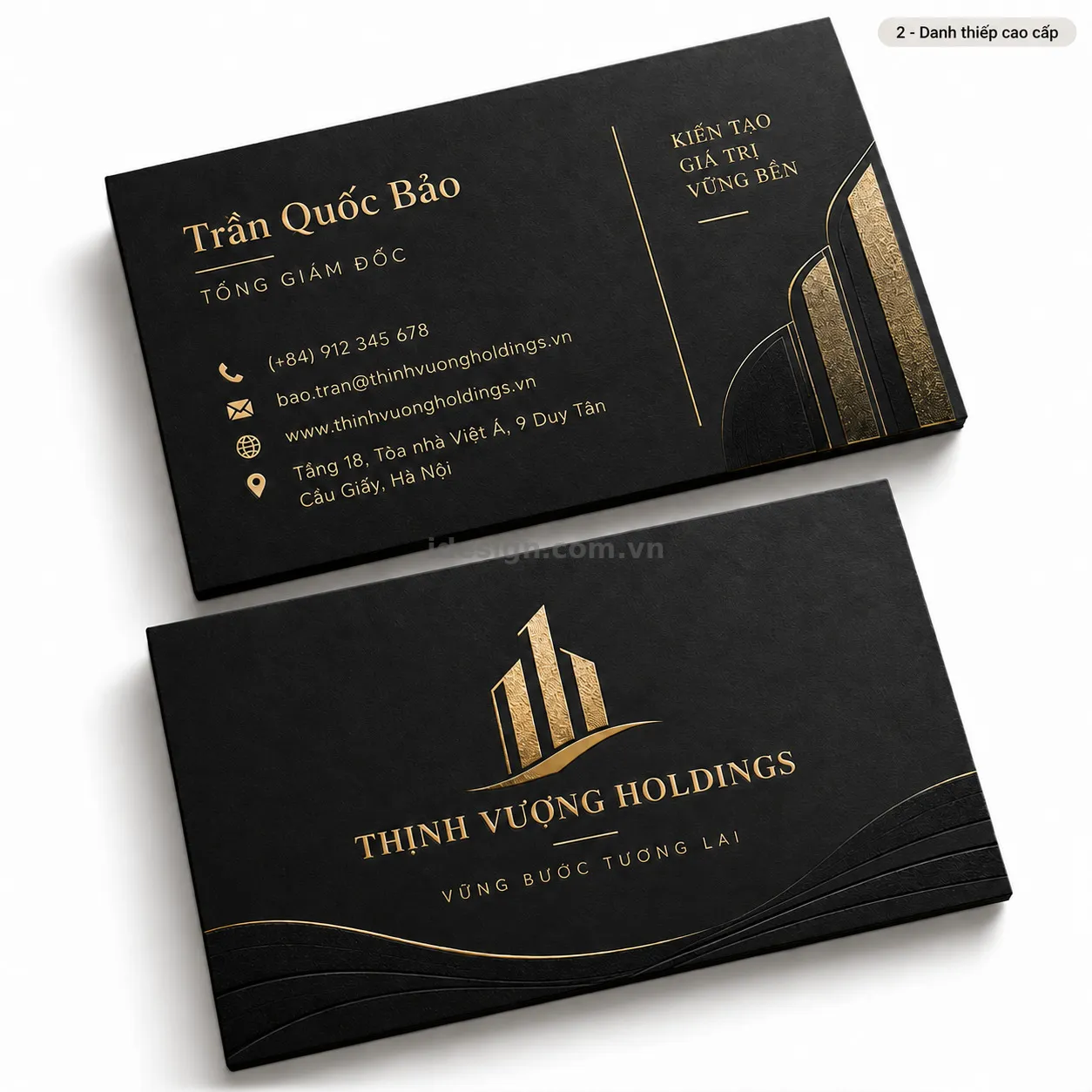 Thiết kế danh thiếp ceo ép kim cao cấp chuyên nghiệp với bố cục thương hiệu rõ ràng