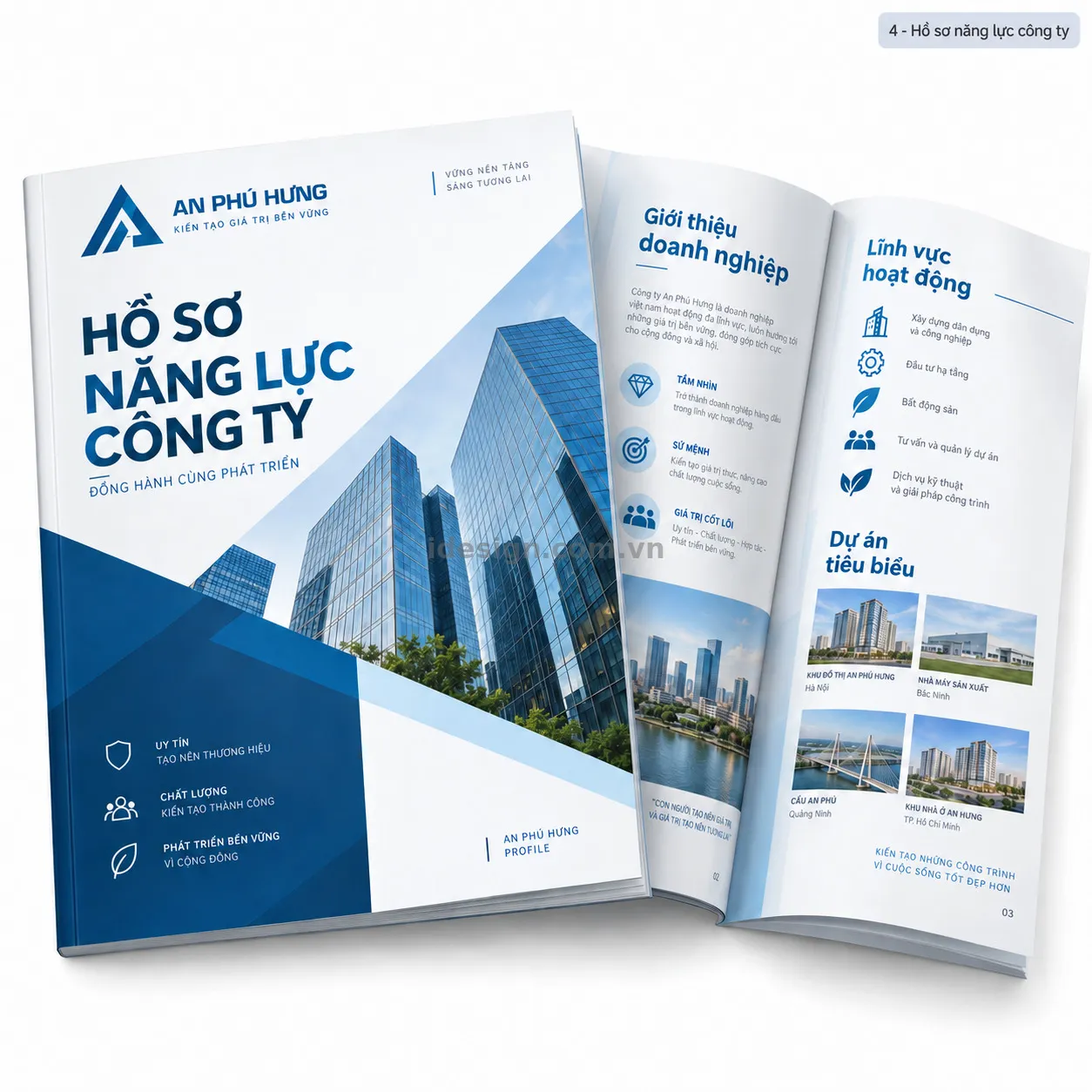 Thiết kế hồ sơ năng lực công ty cơ bản chuyên nghiệp với bố cục thương hiệu rõ ràng
