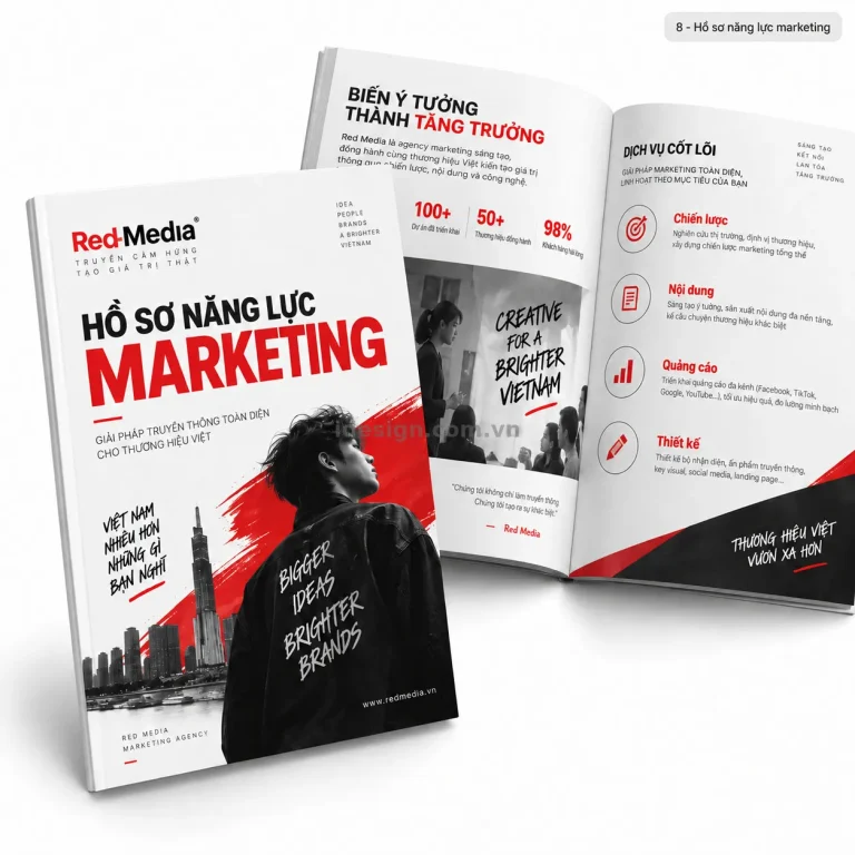 Thiết kế hồ sơ năng lực marketing chuyên nghiệp với bố cục thương hiệu rõ ràng