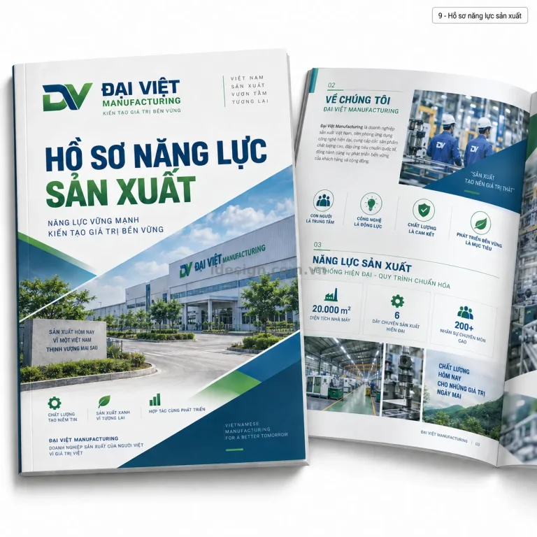 Thiết kế hồ sơ năng lực sản xuất chuyên nghiệp với bố cục thương hiệu rõ ràng