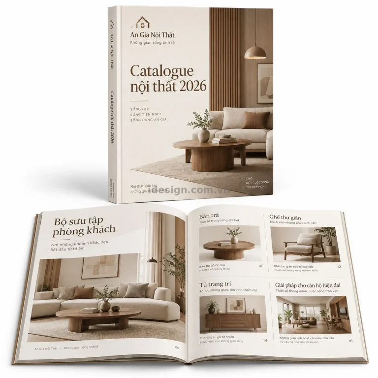 Thiết kế catalogue nội thất chuyên nghiệp với bố cục thương hiệu rõ ràng