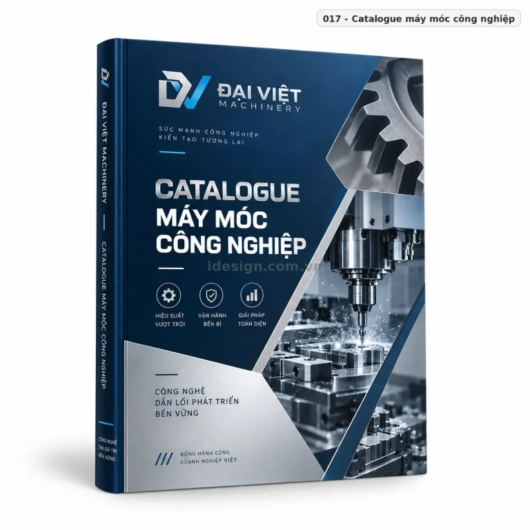 Thiết kế catalogue máy móc công nghiệp chuyên nghiệp với bố cục thương hiệu rõ ràng