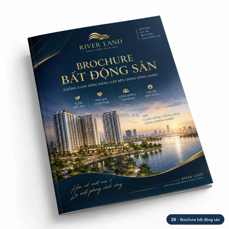 Thiết kế brochure bất động sản chuyên nghiệp với bố cục thương hiệu rõ ràng