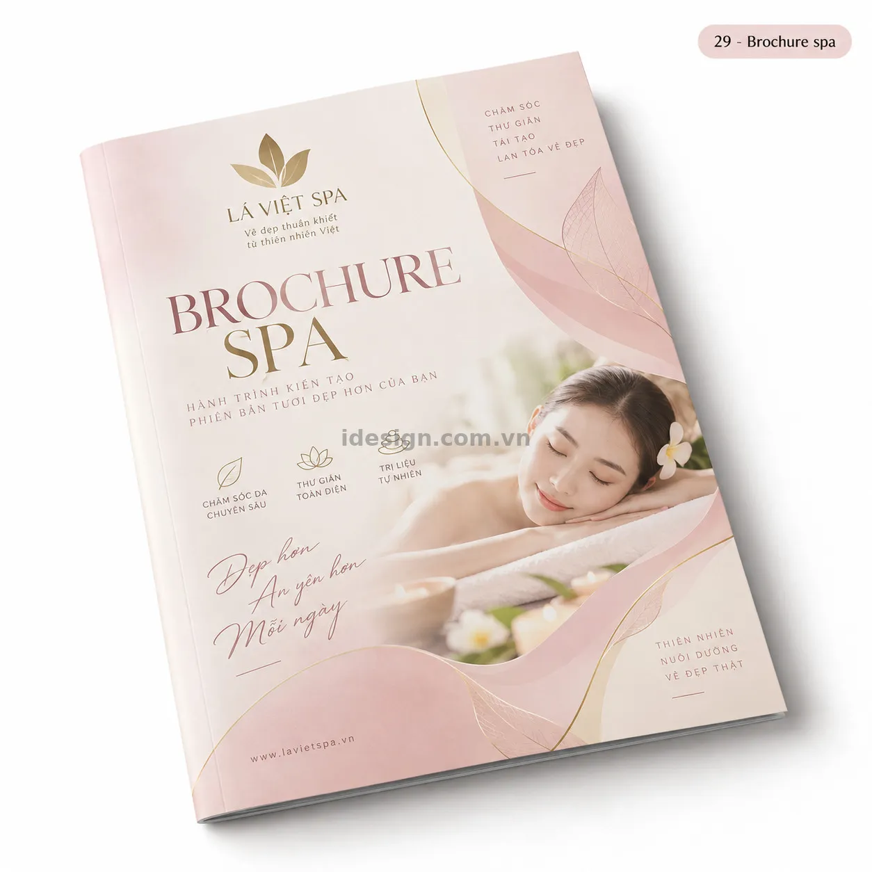 Thiết kế brochure spa chuyên nghiệp với bố cục thương hiệu rõ ràng