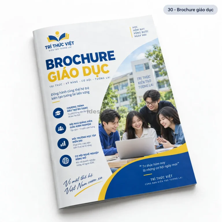 Thiết kế brochure giáo dục chuyên nghiệp với bố cục thương hiệu rõ ràng