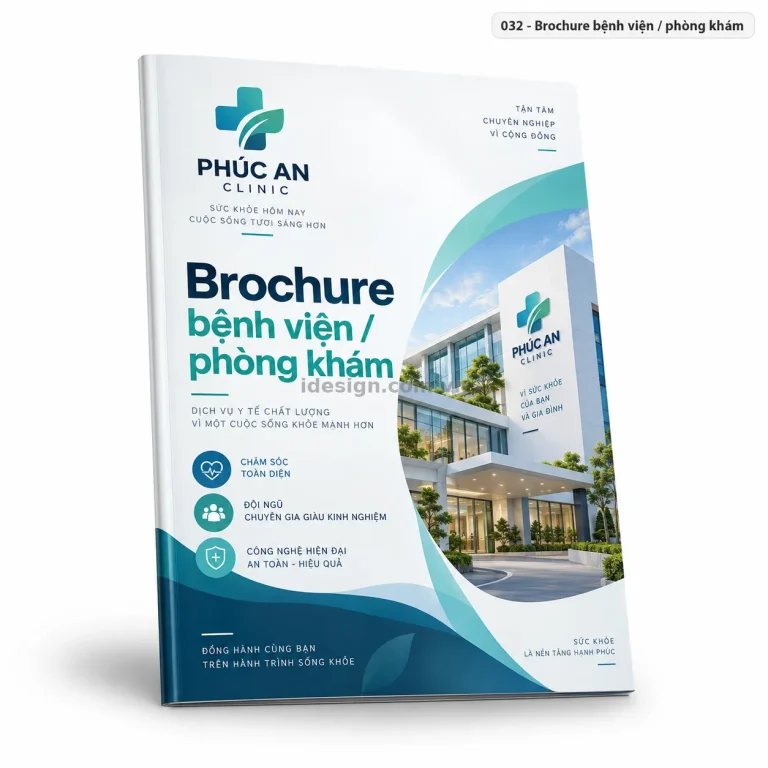Thiết kế brochure bệnh viện – phòng khám chuyên nghiệp với bố cục thương hiệu rõ ràng