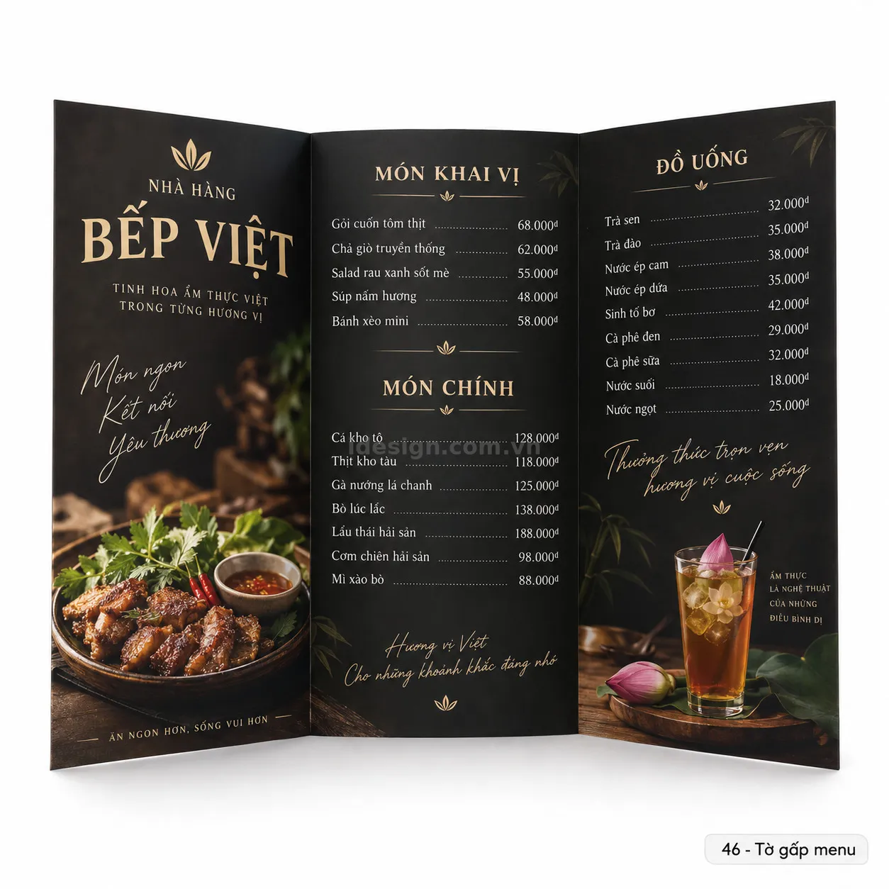 Thiết kế tờ gấp menu chuyên nghiệp với bố cục thương hiệu rõ ràng