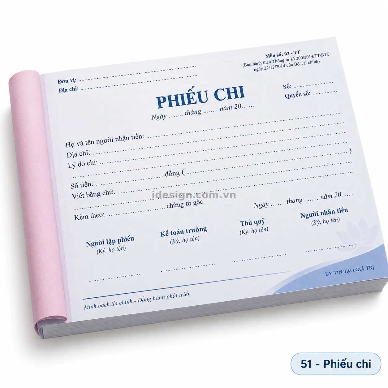 Thiết kế phiếu chi chuyên nghiệp với bố cục thương hiệu rõ ràng
