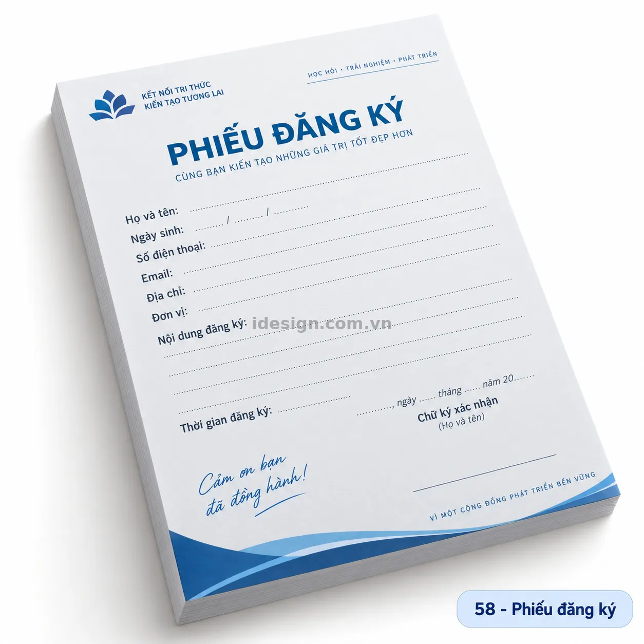 Thiết kế phiếu đăng ký chuyên nghiệp với bố cục thương hiệu rõ ràng