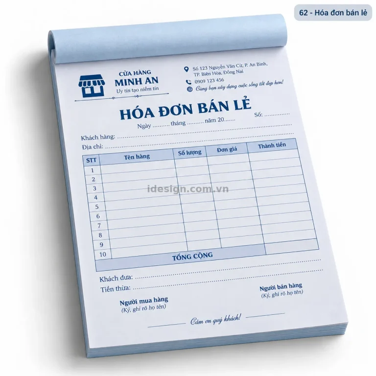 Thiết kế hóa đơn bán lẻ chuyên nghiệp với bố cục thương hiệu rõ ràng