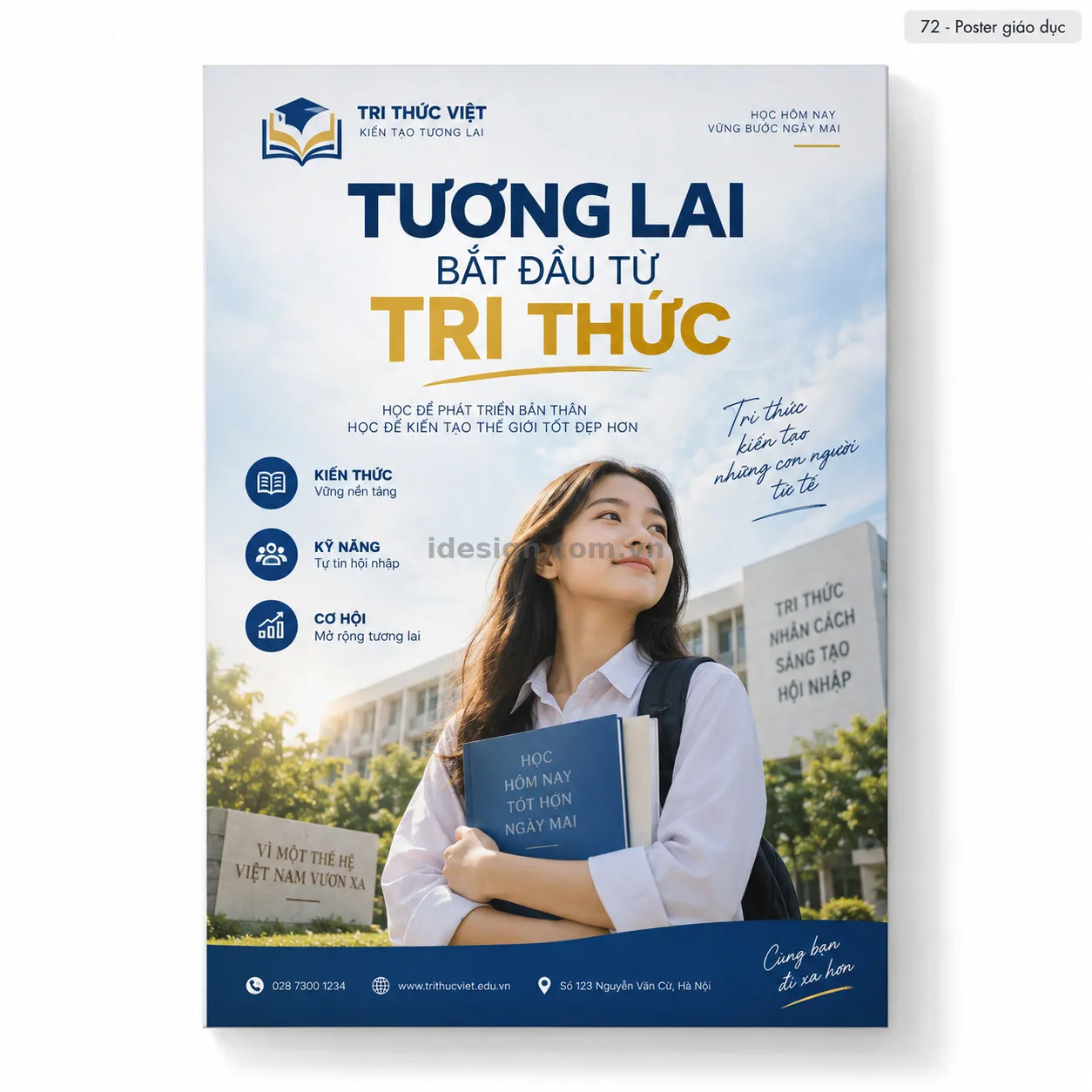 Thiết kế poster giáo dục chuyên nghiệp với bố cục thương hiệu rõ ràng