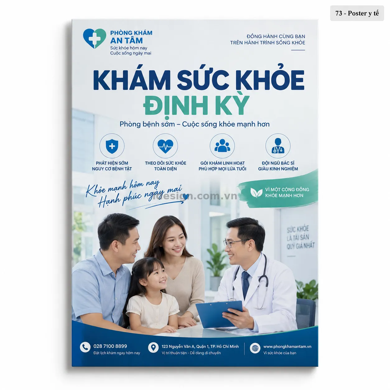 Thiết kế poster y tế chuyên nghiệp với bố cục thương hiệu rõ ràng