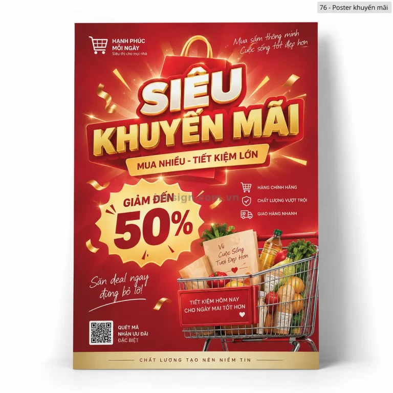 Thiết kế poster khuyến mãi chuyên nghiệp với bố cục thương hiệu rõ ràng