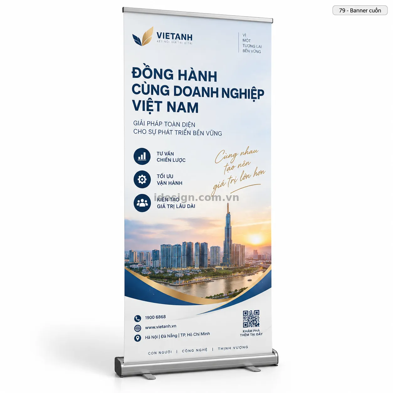 Thiết kế banner cuốn - standee cuốn chuyên nghiệp với bố cục thương hiệu rõ ràng