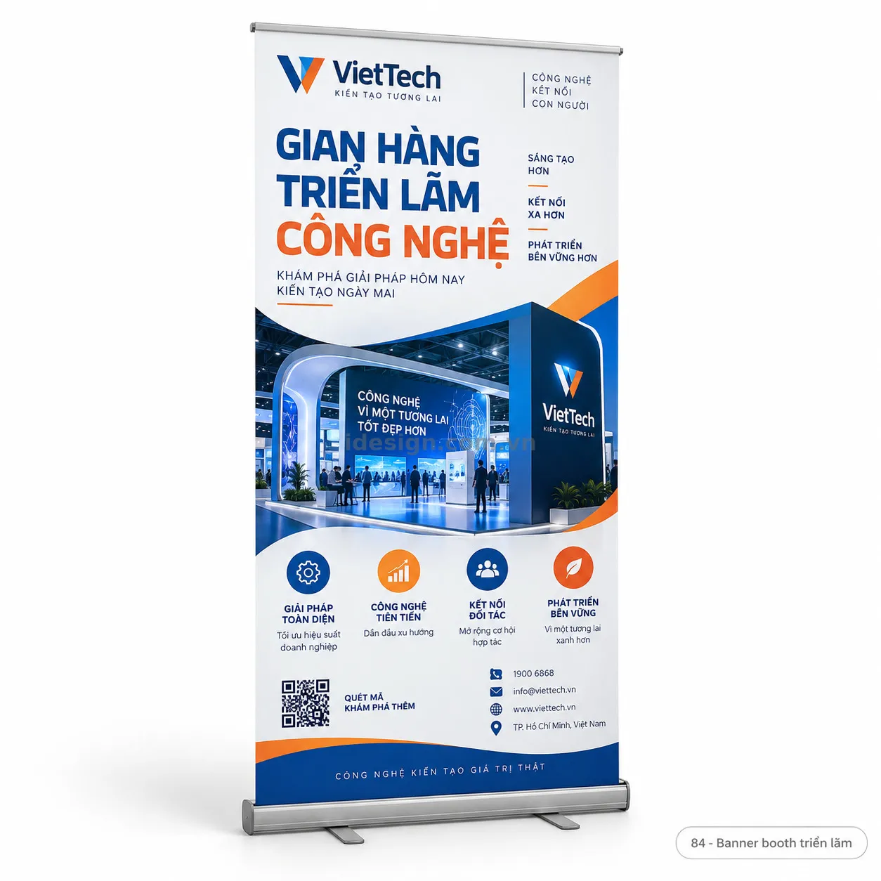 Thiết kế banner booth triển lãm chuyên nghiệp với bố cục thương hiệu rõ ràng