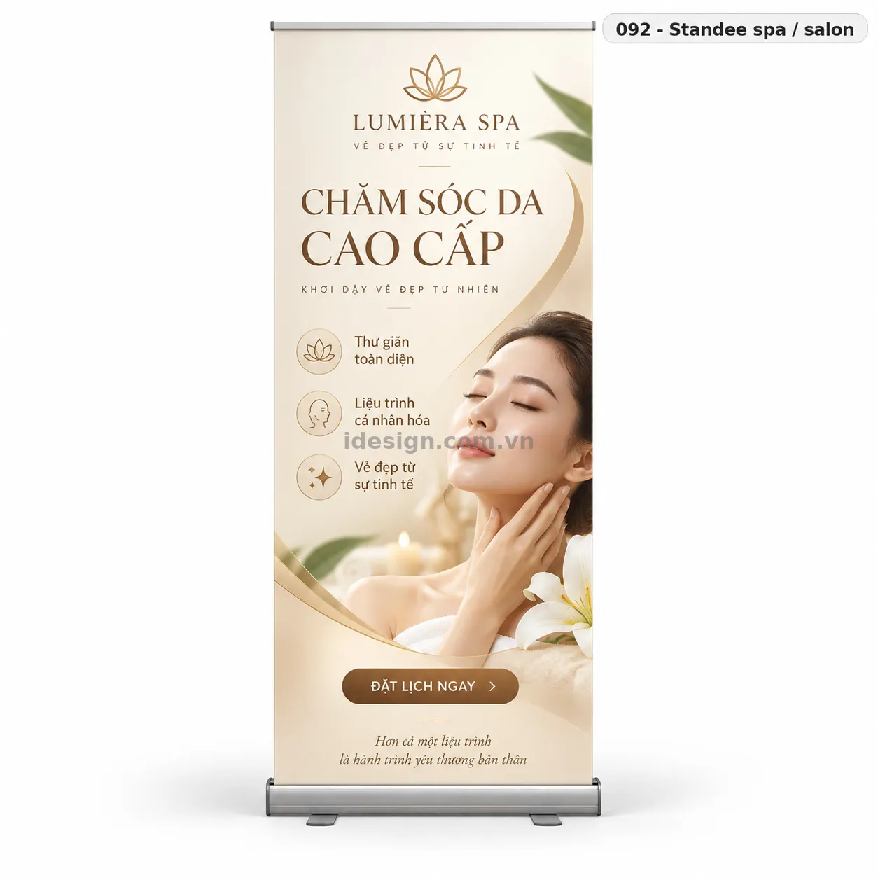 Thiết kế standee spa - salon chuyên nghiệp với bố cục thương hiệu rõ ràng