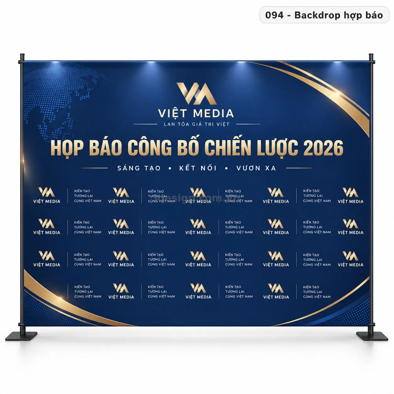 Thiết kế backdrop họp báo chuyên nghiệp với bố cục thương hiệu rõ ràng